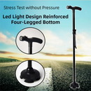 Folding LED Walking Cane with Dual Handle - Adjustable(88-98CM), Anti-Slip 4-Prong Base, and Stand-Up Function for Seniors-1