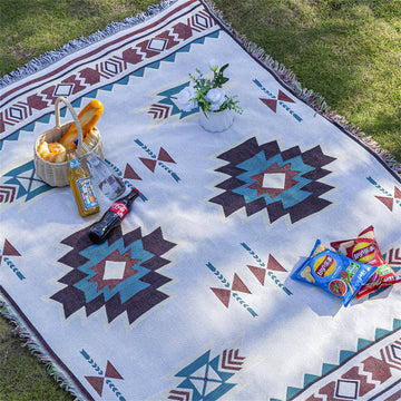 Mutifunctional 90 x 180 CM Bohemian Outdoor Picnic Blanket & Throw - Thick, Moisture-Proof Mat for Camping, Beach & Home Decor - 0