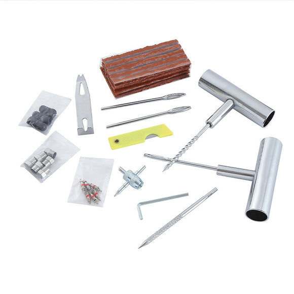 A 33-piece set Blue Heavy-Duty Tubeless Tyre Repair Kit - Emergency Puncture Plug Set for Cars, Motorcycles & ATVs