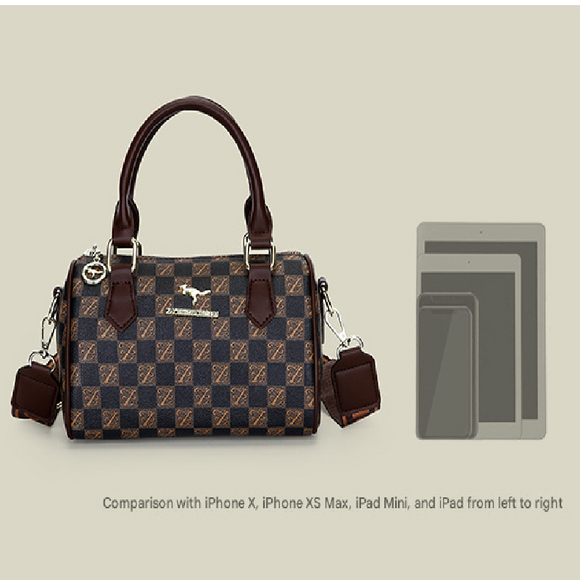 Black leopard print Stylish PU Leather Boston Bag - Elegant Retro Single Shoulder Crossbody Handbag for Women