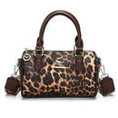 Brown leopard print Stylish PU Leather Boston Bag - Elegant Retro Single Shoulder Crossbody Handbag for Women-1