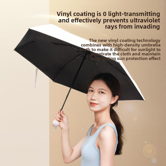 Mint green Compact Mini Travel Umbrella UPF50+ UV Protection Waterproof 6-Fold Flat Design Lightweight Sun & Rain Parasol for Handbag