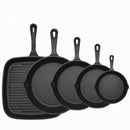 Five-piece set Heavy Duty Cast Iron Skillet & Grill Pan Thickened Vintage Style Cookware for Steak Breakfast & Camping-1