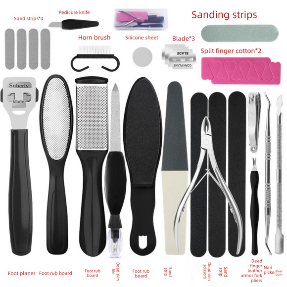 27 Piece Professional Pedicure Foot Care Kit Stainless Steel Callus Remover Heel Rasp and Manicure Set for Dead Skin Removal Home Salon Tools