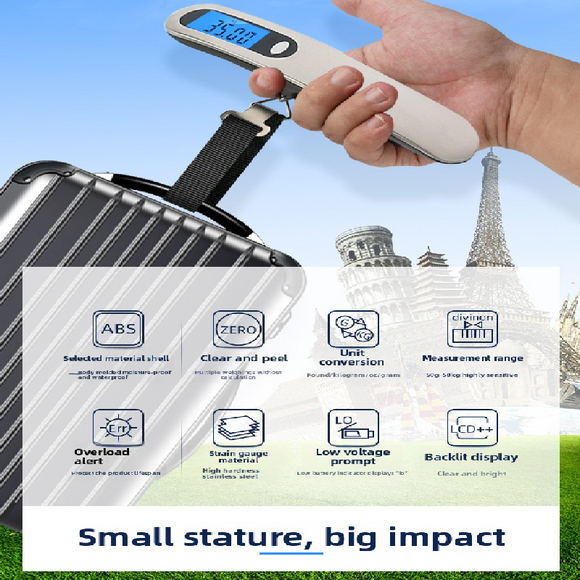 White Green light Portable Digital Luggage Scale 50kg High Precision Hanging Weigher with Backlit LCD Stainless Steel for Travel Home and Postal Use