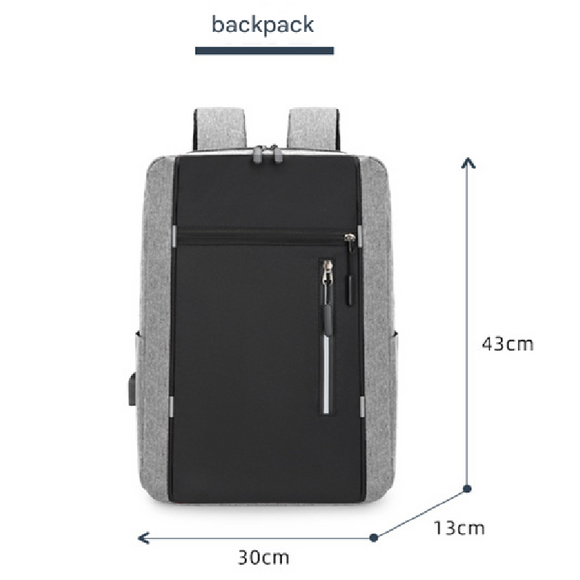 Grey 3 Piece Mens Backpack Set with Sling Bag and Pouch USB Charging Port Large Capacity Laptop Daypack Water Resistant Business Travel School Bag