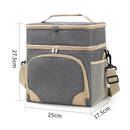 Grey Dual Layer Insulated Lunch Bag 12L Large Capacity Cooler Tote with Adjustable Strap Leakproof Thermal Food Carrier for Work Picnic and Camping-1