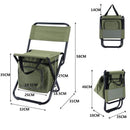 Military green 3-in-1 Portable Folding Camping Chair with Built-in 10L Cooler Bag Lightweight Backpack Stool for Fishing Beach and Outdoor Picnics-2