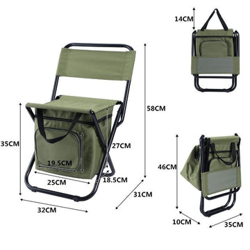 Blue 3-in-1 Portable Folding Camping Chair with Built-in 10L Cooler Bag Lightweight Backpack Stool for Fishing Beach and Outdoor Picnics - 0