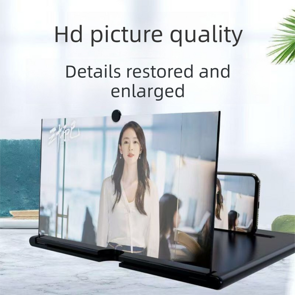 Black Portable 10-Inch Mobile Phone Screen Magnifier with Foldable Stand - 3D HD Video Amplifier for Movies & Reading - Pull-Out Design Compatible with All Smartphones - Ideal for Home, Travel & Camping