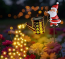Warm white light Solar Powered Christmas Garden Stake - Metal Santa with Watering Can &  LED Waterfall - 82cm Outdoor Yard Decoration-1