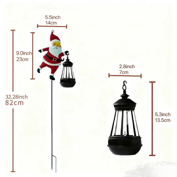 Warm white light Solar Powered Christmas Garden Stake - Metal Santa with Watering Can &  LED Waterfall - 82cm Outdoor Yard Decoration