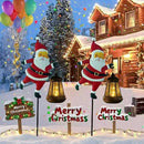 Warm white light Solar Powered Christmas Garden Stake - Metal Santa Claus with Glowing Lantern - Warm White LED Outdoor Decoration - 82cm Height-1