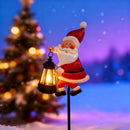 Warm white light Solar Powered Christmas Garden Stake - Metal Santa Claus with Glowing Lantern - Warm White LED Outdoor Decoration - 82cm Height-2