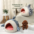 Novelty Shark Pet Cave Bed Enclosed Cozy Sleeping Nest for Cats and Small Dogs Soft Flannel Year Round Comfort Light Blue L Size-6