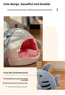 Novelty Shark Pet Cave Bed Enclosed Cozy Sleeping Nest for Cats and Small Dogs Soft Flannel Year Round Comfort Light Blue L Size-10