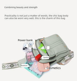 Women's Soft PU Leather Sling Bag Crossbody Chest Purse with Adjustable Boho Strap - Lightweight Multi-Pocket Shoulder Daypack for Travel & Daily Use - White - 0