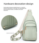 Women's Soft PU Leather Sling Bag Crossbody Chest Purse with Adjustable Boho Strap - Lightweight Multi-Pocket Shoulder Daypack for Travel & Daily Use - White-3