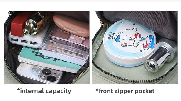 Women's Soft PU Leather Sling Bag Crossbody Chest Purse with Adjustable Boho Strap - Lightweight Multi-Pocket Shoulder Daypack for Travel & Daily Use - Khaki