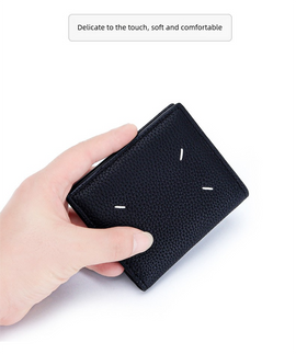 Women's Genuine Leather Bi-fold Wallet - Slim Short Purse with Coin Pocket & RFID Blocking - Soft Cowhide Minimalist Card Holder - Black - 0