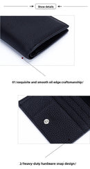 Women's Genuine Leather Bi-fold Wallet - Slim Short Purse with Coin Pocket & RFID Blocking - Soft Cowhide Minimalist Card Holder - Black-3