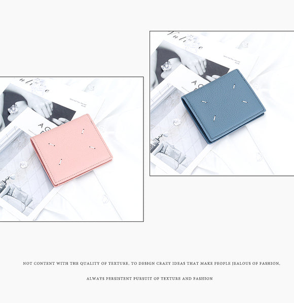 Women's Genuine Leather Bi-fold Wallet - Slim Short Purse with Coin Pocket & RFID Blocking - Soft Cowhide Minimalist Card Holder - Black