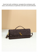 Retro Woven Baguette Handbag for Women Suede Texture PU Leather Shoulder Crossbody Bag Elegant Evening Clutch Pine Tea Color-3