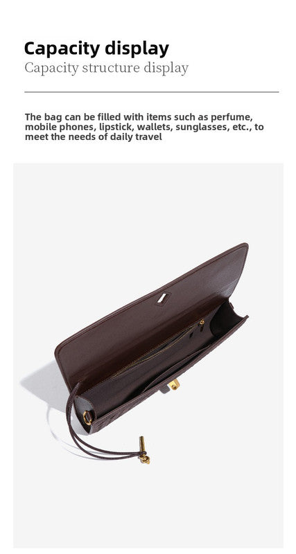 Retro Woven Baguette Handbag for Women Suede Texture PU Leather Shoulder Crossbody Bag Elegant Evening Clutch Brown