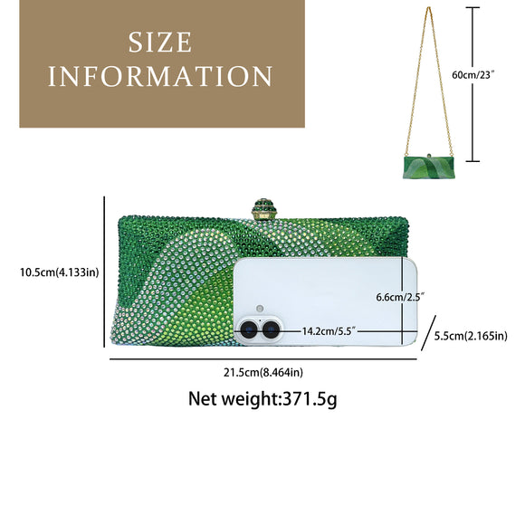 Luxury Golden Rhinestone Evening Clutch Bag Women Crystal Sparkle Formal Purse with Chain Strap for Wedding Party Prom