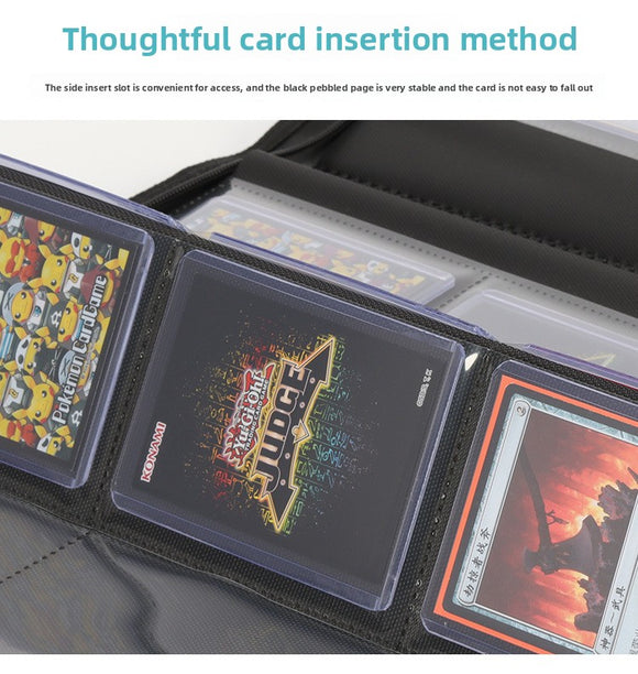 Premium Toploader Binder 9 Pocket 216 Capacity Trading Card Album Zippered PU Leather Storage Holder for Sports TCG & AFL Cards Black