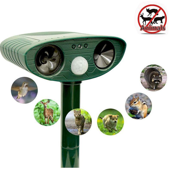 Model 704 Solar Powered Animal Repeller - High-Performance Ultrasonic & Optical Deterrent for Yard Protection