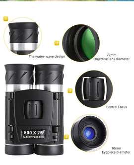 500x25 High Power HD Binoculars - Portable Concert Telescope with Phone Photography Capability, FMC Coated Optics - 0