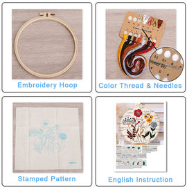 Christmas Embroidery DIY Kit with 20CM Faux Bamboo Hoop - Nordic Style Cross Stitch Material Pack (Style 3) - 0