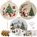Christmas Embroidery DIY Kit with 20CM Faux Bamboo Hoop - Nordic Style Cross Stitch Material Pack (Style 5)-1