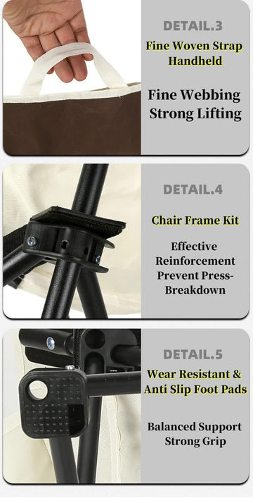 Black Outdoor Folding Camping Chair - Portable Lounge Chair, Lightweight Beach Chair, Fishing Stool, and Picnic Seat, Perfect for Outdoor Adventures - 0