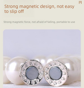 3 Pairs Magnetic Pearl Curtain Tiebacks（40cm） - No-Drill ABS Bead Holdback with Rhinestone Clasp - 0