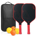 Red and Black T700 Carbon Fiber Pickleball Paddle Set - 16mm Textured Matte Finish with Oxford Carry Bag & PE Balls-1