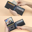 Brown Men's Vegan Leather Slim Trifold Wallet - RFID Blocking, Dual ID Windows & 15 Card Slots - Minimalist Gift for Business and Travel-5