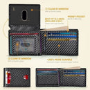 Black Men's Carbon Fiber Slim Trifold Wallet - RFID Blocking, Dual ID Windows & 15 Card Slots - Minimalist Gift for Business and Travel-2