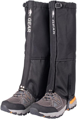 Black Breathable Nylon Waterproof Hiking Leg Gaiters and Snow Boot Gaiters (Fleece Lining) - Unisex Adjustable Sand & Mud Protection for Mountaineering & Desert Trekking, S Size