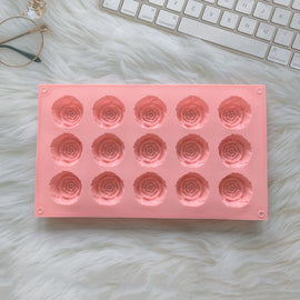 2PCS Pink 3D Rose Shaped Silicone Baking Mold (15 Cavity) - Non-Stick Cake Chocolates & Jelly Pan - Durable Flexible Easy Release for Holiday Desserts