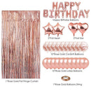 Pink Premium Foil Balloon Party Kit – Happy Birthday Banner, 2 Star & 2 Heart Foil Balloons, 10 Confetti + 10 Pearl Latex Balloons, 2m Fringe Curtain & 10m Ribbon – Elegant, Easy Setup for Birthdays & Celebrations-2