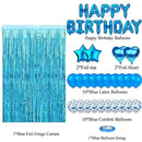 Blue Premium Foil Balloon Party Kit – Happy Birthday Banner, 2 Star & 2 Heart Foil Balloons, 10 Confetti + 10 Pearl Latex Balloons, 2m Fringe Curtain & 10m Ribbon – Elegant, Easy Setup for Birthdays & Celebrations-2