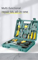 Green 8 Piece Set -Multi-Purpose Home & Car Tool Kit -  Durable Blow-Molded Case, Utility Knife, Tape Measure, Pliers, Hammer, Screwdrivers, Allen Keys - Compact Emergency Repair Set for DIY and Auto Maintenance-4