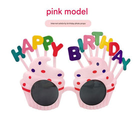 Pink Novelty Birthday Glasses - Fun Cake Design Party Props - Durable Plastic, Comfortable Fit, Unisex - Perfect for Kids and Adults Birthday Celebrations and Photo Booths