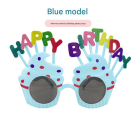 Blue Novelty Birthday Glasses - Fun Cake Design Party Props - Durable Plastic, Comfortable Fit, Unisex - Perfect for Kids and Adults Birthday Celebrations and Photo Booths