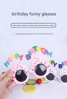 Blue Novelty Birthday Glasses - Fun Cake Design Party Props - Durable Plastic, Comfortable Fit, Unisex - Perfect for Kids and Adults Birthday Celebrations and Photo Booths - 0