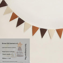 Felt Birthday Banner Set with Interchangeable Numbers 0-9 Pom Pom Garland Pennant Flags Happy Birthday Decoration - 0