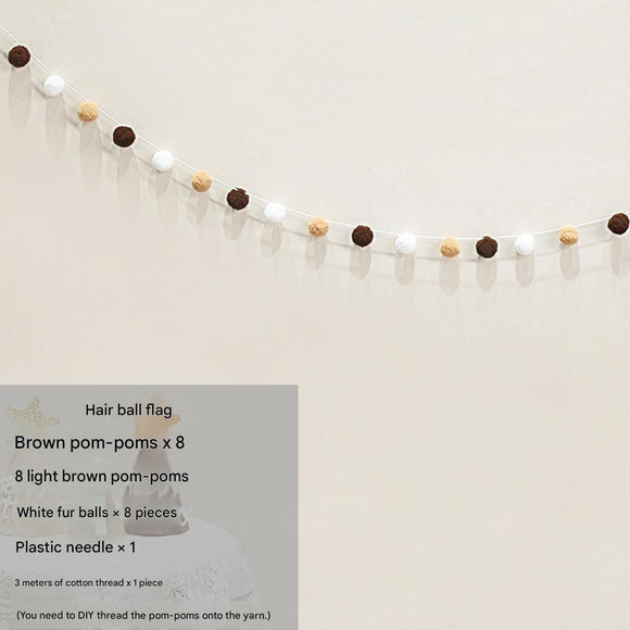 Felt Birthday Banner Set with Interchangeable Numbers 0-9 Pom Pom Garland Pennant Flags Happy Birthday Decoration