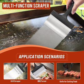 10-Piece BBQ Grill Cleaning Kit - Grill Scraper, 3 Cleaning Blocks & 4 Nylon Scouring Pads and 2 Ergonomic Handles for Flat Top Grills, Griddles and Outdoor Cooking Surfaces - 0